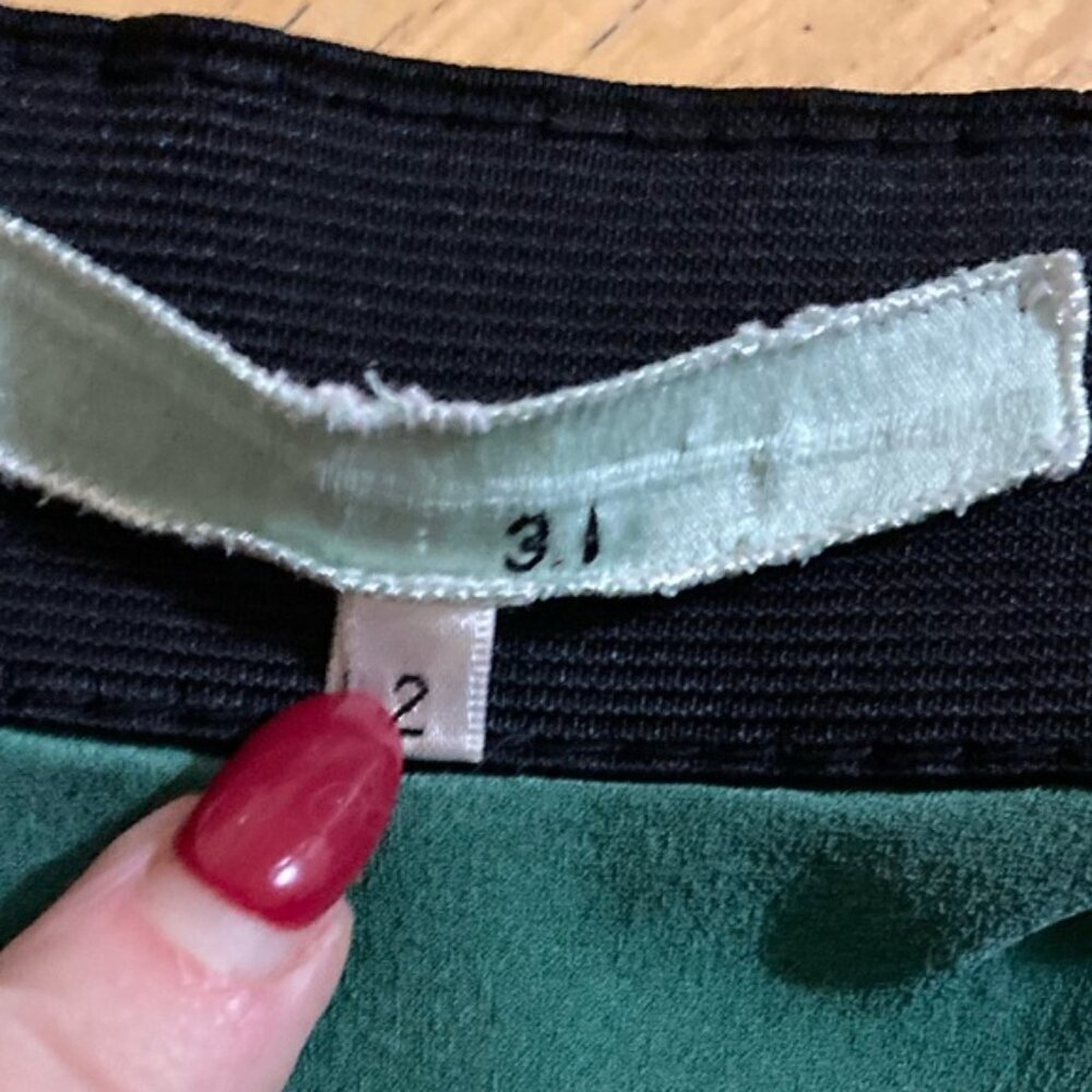 3.1 Phillip Lim Forest Green Suede Skirt Silk Lined Italian Hardware Embroidered - Picture 5 of 14